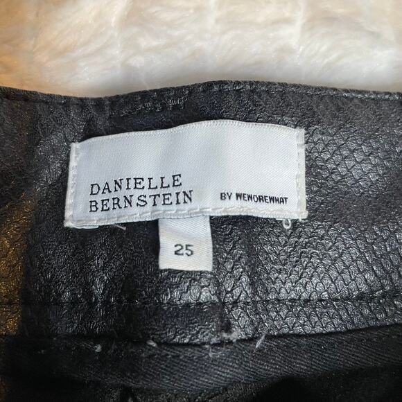 Revolve DANIELLE BERNSTEIN Croc Flare Faux Leather Pants 25 Black High Waist - Picture 3 of 7